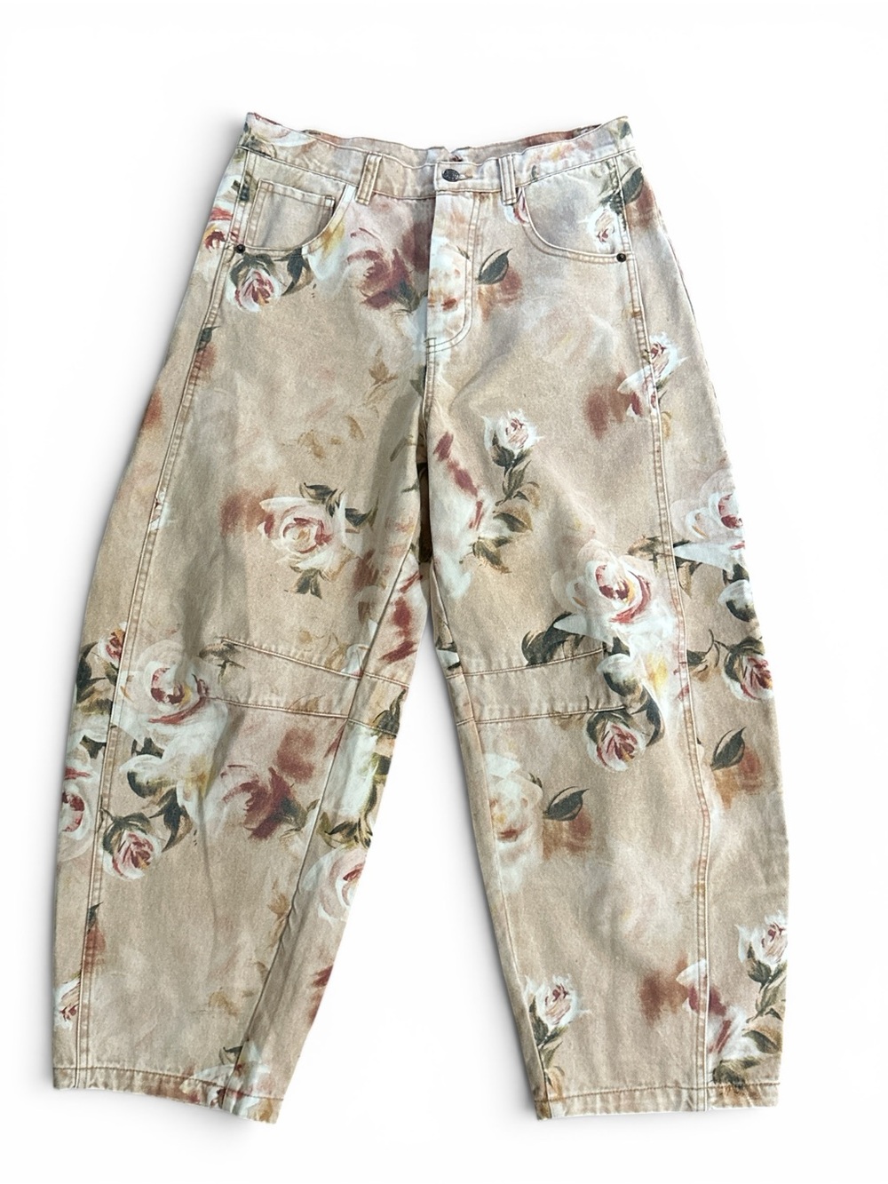 Floral High-Rise Women’s Jeans - Beige Rose Print